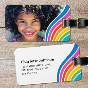 Etiqueta Para Maletas Elegante foto Personalizado de la ola arcoiris