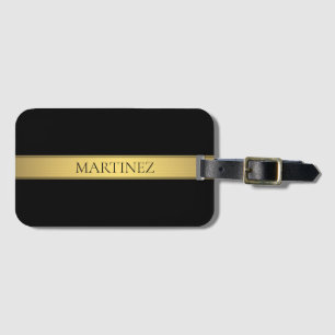 Etiqueta Para Maletas Elegante franja de oro falso y fondo negro o DIY