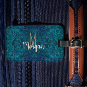 Etiqueta Para Maletas Elegante gema turquesa Verde azulado personalizado
