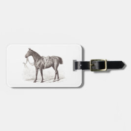 Etiqueta Para Maletas Elegante grabado de caballos retro ecuestre