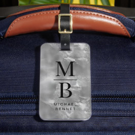 Etiqueta Para Maletas Elegante gris monogramado
