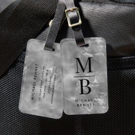 Etiqueta Para Maletas Elegante gris monogramado