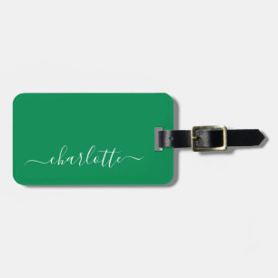 Etiqueta Para Maletas Elegante Kelly Green Script Name Personalizado