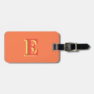 Etiqueta Para Maletas Elegante Letra Inicial 3D en Rojo Naranja Coral