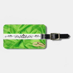 Etiqueta Para Maletas Elegante`Lime Green Silk Effect Boda