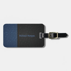 Etiqueta Para Maletas Elegante lujo azul negro aspecto de cuero