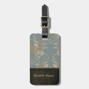 Etiqueta Para Maletas Elegante Lujo, Leathe Look,Vintage Damask