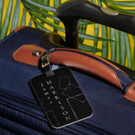 Etiqueta Para Maletas Elegante marco geométrico de lavanda negra persona