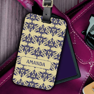 Etiqueta Para Maletas Elegante marina adamascada vintage Monograma amari