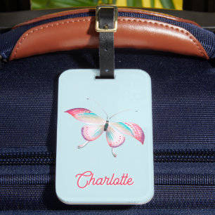 Etiqueta Para Maletas Elegante mariposa bohemia personalizada