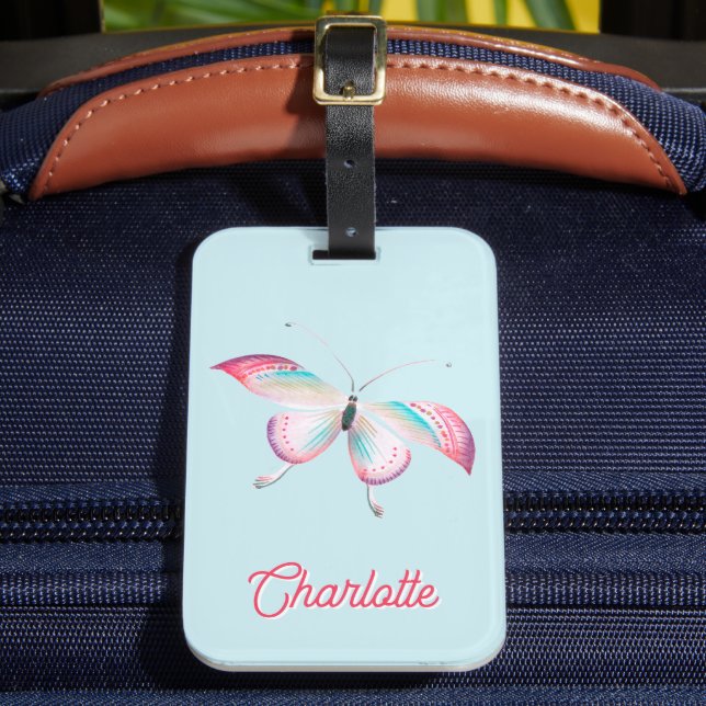 Etiqueta Para Maletas Elegante mariposa bohemia personalizada (Anverso In situ 2)
