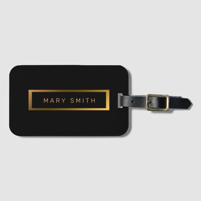 Etiqueta Para Maletas Elegante Mármol moderno oro negro (Anverso horizontal)