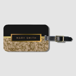 Etiqueta Para Maletas Elegante Mármol moderno oro negro