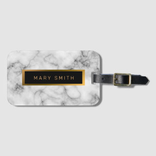 Etiqueta Para Maletas Elegante Mármol moderno oro negro