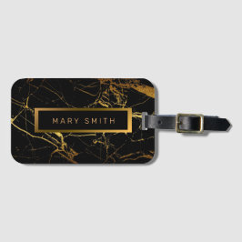 Etiqueta Para Maletas Elegante Mármol moderno oro negro