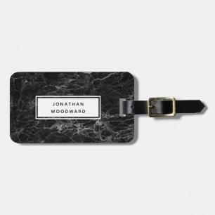 Etiqueta Para Maletas Elegante mármol negro moderno personalizado