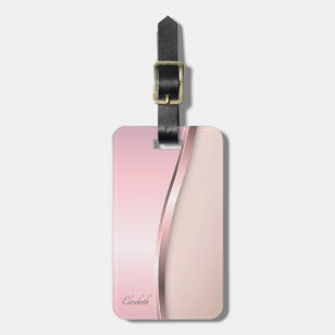 Etiqueta Para Maletas Elegante Metálico Moderno, Rosa