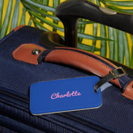 Etiqueta Para Maletas Elegante Moda Azul Rosa Nombre personalizado Girly