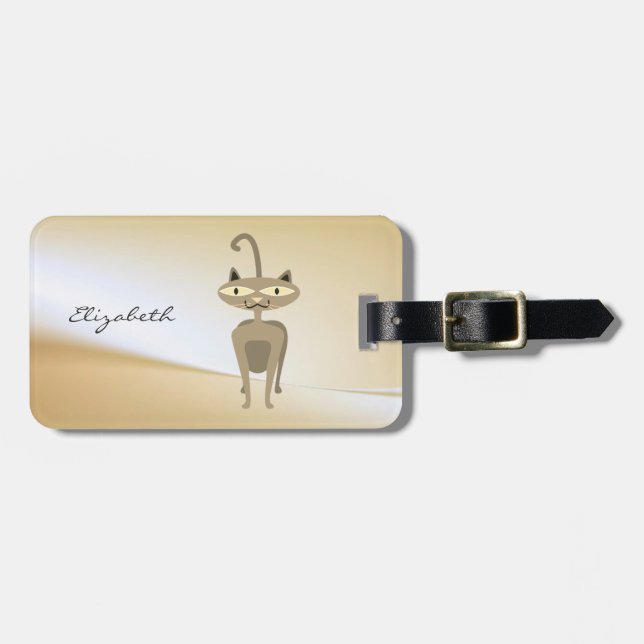 Etiqueta Para Maletas Elegante Moda elegante - Gato caprichoso, personal (Frente Horizontal)