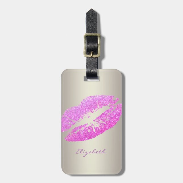 Etiqueta Para Maletas Elegante Moda elegante - Labios Purpurinoso,Person (Frente Vertical)