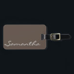 Etiqueta Para Maletas elegante moda simple moderna moda monograma gris<br><div class="desc">Este impresionante y sofisticado diseño presenta su nombre,  o cualquier texto personalizado,  en un gris de acero claro sobre un fondo gris oscuro y sólido.</div>