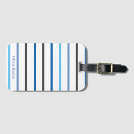 Etiqueta Para Maletas Elegante Moderno Rayas Azules Personalizado