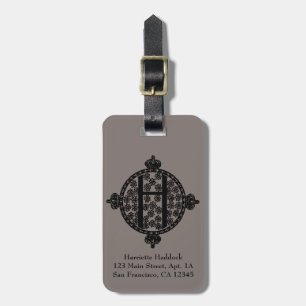 Etiqueta Para Maletas Elegante Monograma Antiguo de Letra H