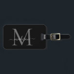 Etiqueta Para Maletas Elegante Monograma Blanco Negro Nombre de guión El<br><div class="desc">Elegante Monograma blanco negro Nombre de guión Etiqueta de bolsa estilo</div>