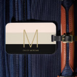 Etiqueta Para Maletas Elegante monograma color beige negro<br><div class="desc">Elegante monograma etiqueta de equipaje femenino de color beige negro y chica. Fácil de personalizar con tu propia información. Fuente y colores fáciles de personalizar.</div>
