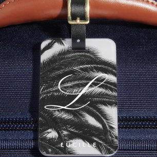 Etiqueta Para Maletas Elegante Monograma de Nombre Personalizado Tropica