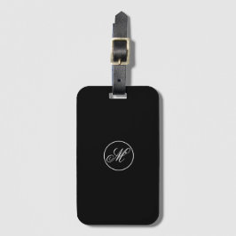 Etiqueta Para Maletas Elegante Monograma Minimalista Negro Simple