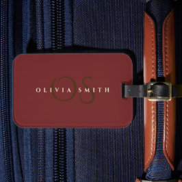 Etiqueta Para Maletas Elegante Monograma profesional de oro y burdeos