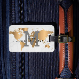 Etiqueta Para Maletas Elegante Monograma Script Nombre Elegante Lu