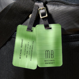Etiqueta Para Maletas Elegante Monograma Verde