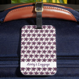 Etiqueta Para Maletas Elegante Morado Floral