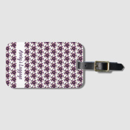 Etiqueta Para Maletas Elegante Morado Floral