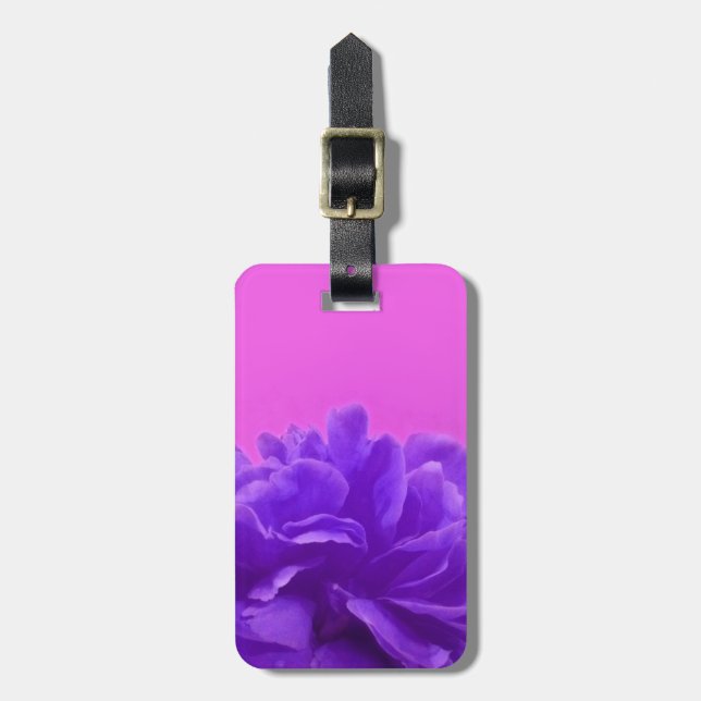 Etiqueta Para Maletas Elegante morado frambuesa floral (Frente Vertical)