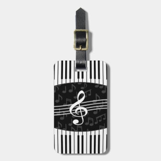 Etiqueta Para Maletas Elegante Music Notes Treble Clef y Piano Keys