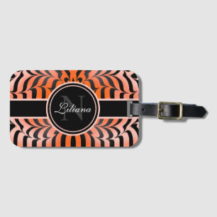 Etiqueta Para Maletas Elegante Naranja estético e impresión de piel de t