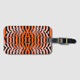 Etiqueta Para Maletas Elegante Naranja psicodélico de piel de tigre negr