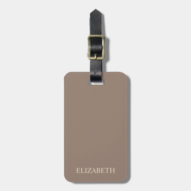 Etiqueta Para Maletas Elegante nombre de cuero (Frente Vertical)