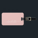 Etiqueta Para Maletas Elegante nombre de guión rosa de Rubor personaliza<br><div class="desc">Elegante Rubor Nombre de guión rosa Etiqueta de equipaje personalizada</div>