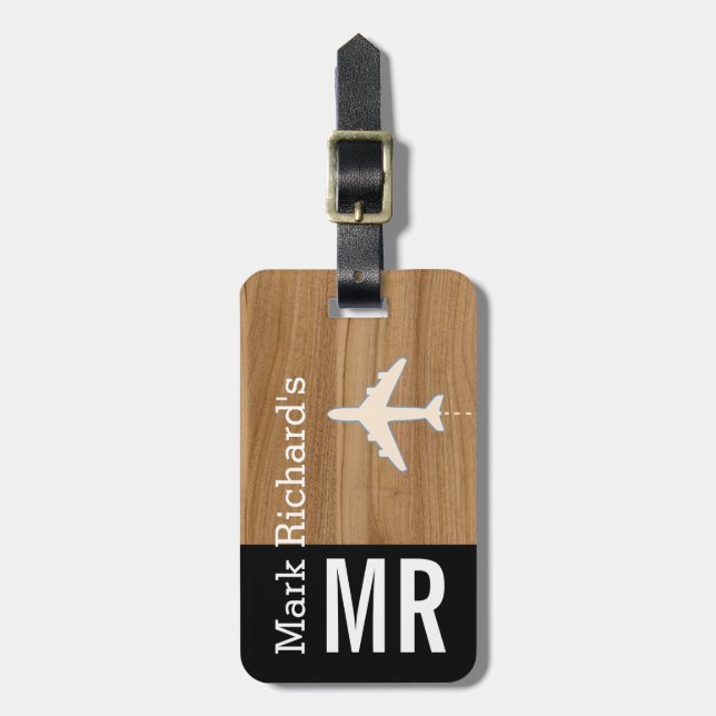 Etiqueta Para Maletas elegante nombre del viajero e iniciales elegante (Frente Vertical)