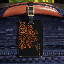 Etiqueta Para Maletas Elegante Ornate de Oro de Moda Monogramado