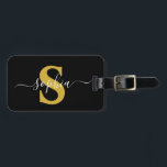Etiqueta Para Maletas Elegante oro personalizado Monograma moderno simpl<br><div class="desc">Elegante oro personalizado Monograma moderno simple</div>