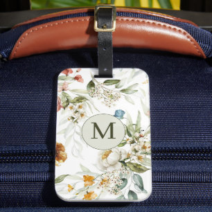 Etiqueta Para Maletas Elegante País Floral Slot de un solo lado con tarj