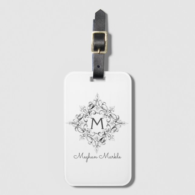 Etiqueta Para Maletas Elegante pastel clásico monogramado (Anverso vertical)