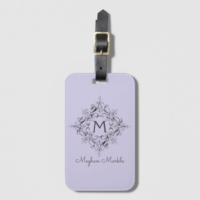 Etiqueta Para Maletas Elegante pastel clásico monogramado (Anverso vertical)