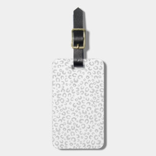Etiqueta Para Maletas Elegante patrón de leopardo Purpurina plateado