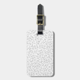Etiqueta Para Maletas Elegante patrón de leopardo Purpurina plateado